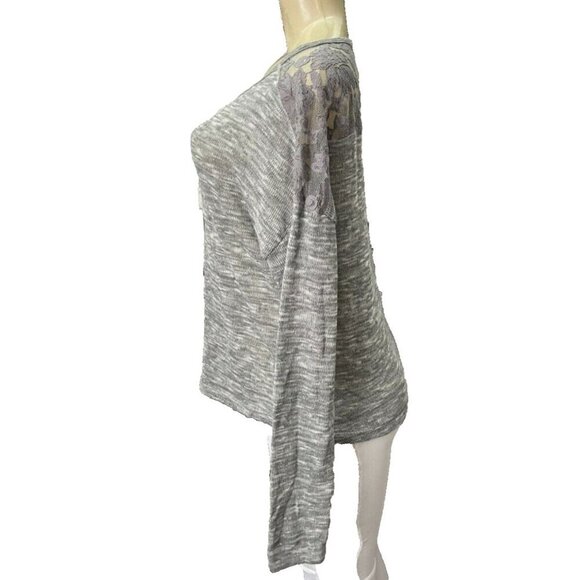 Aeropostale XL Gray Heather Crew Neckline Sheer Lace Back Long Sleeve Sweater - Picture 5 of 6